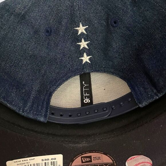 New Era Cleveland Indians Fully Flagged Denim 9FIFTY Adjustable SnapBack Hat New - Picture 5 of 8